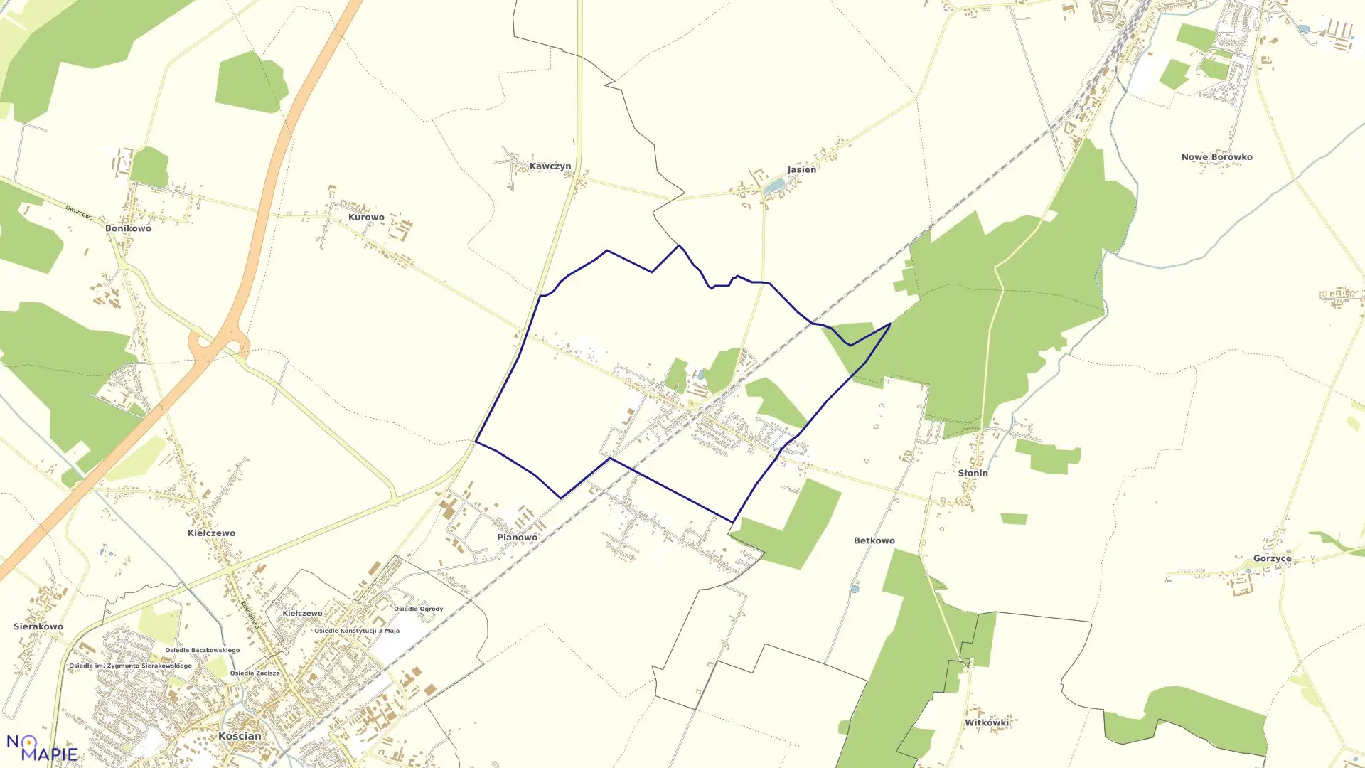 Mapa obrębu STARE OBORZYSKA w gminie Kościan